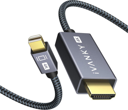 4K Mini Displayport to HDMI Cable 6FT, 4K@30Hz Thunderbolt to HDMI | [Alum Shell/Nylon Braided/Optimal Chip Solution], Mini DP to HDMI for Macbook Air/Pro, Surface Pro/Dock, Monitor, Projector