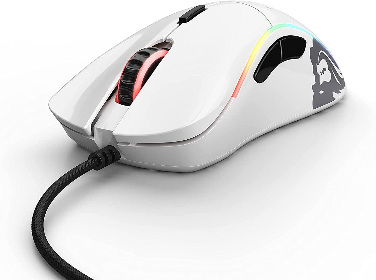 Model D Wired Gaming Mouse - 68g Ultra-Lightweight Honeycomb Design, RGB Lighting, Ergonomic Build, Pixart 3360 Sensor, Omron Switches, PTFE Feet, 6 Buttons - Glossy White Finish