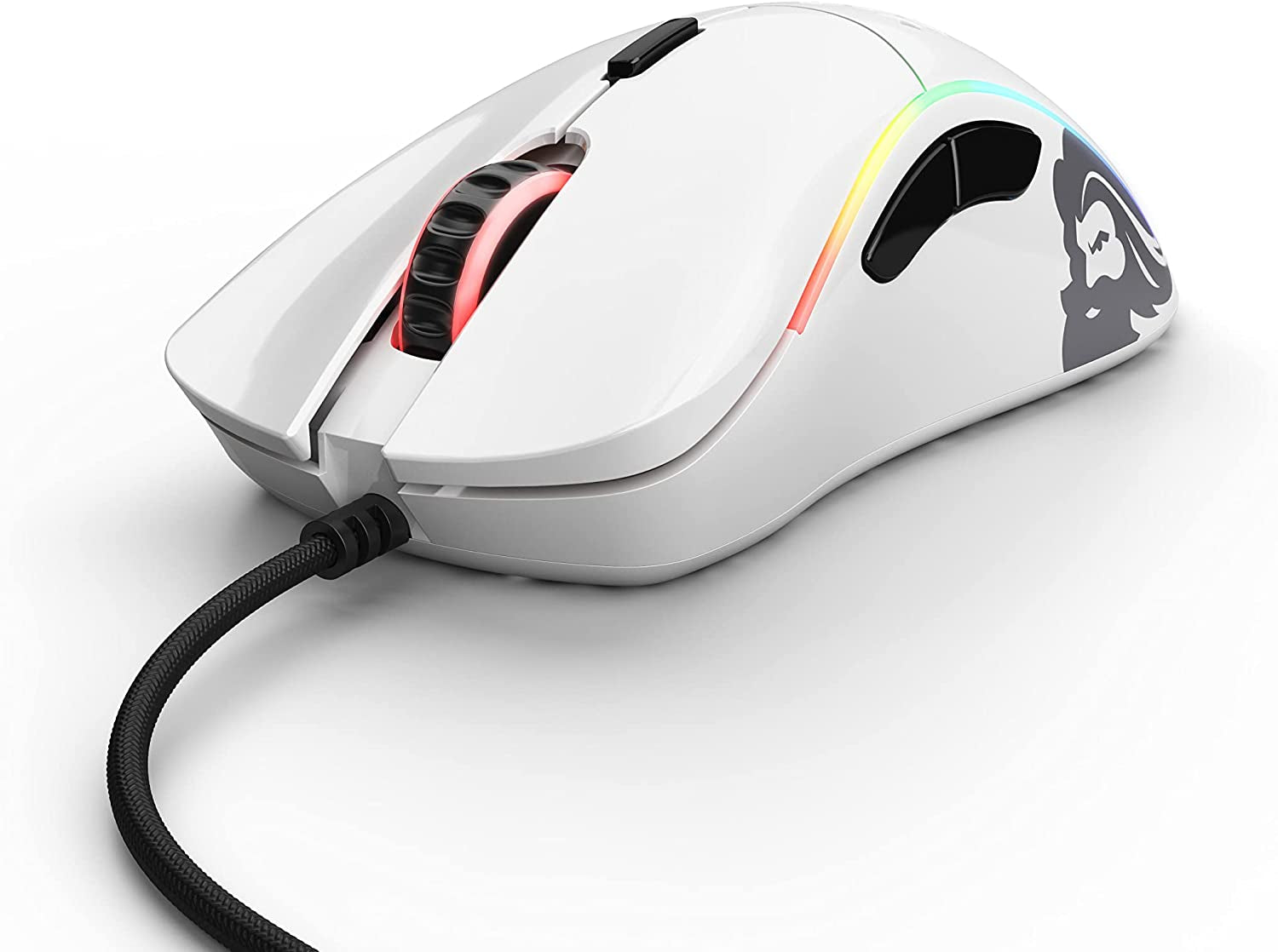 Model D Wired Gaming Mouse - 68g Ultra-Lightweight Honeycomb Design, RGB Lighting, Ergonomic Build, Pixart 3360 Sensor, Omron Switches, PTFE Feet, 6 Buttons - Glossy White Finish