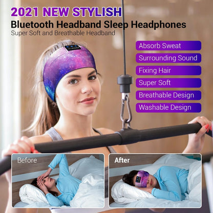 Bluetooth Sleep Headphones Headband with Ultra-Thin HD Stereo Speakers Ideal for Side Sleepers, Sports, Yoga, and Travel