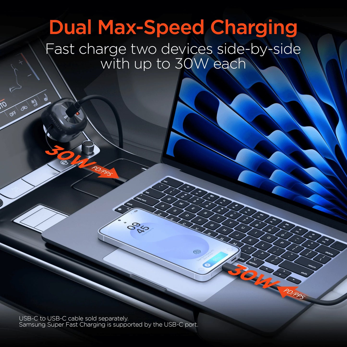 Hypergear Speedboost 60W Retractable Car Charger