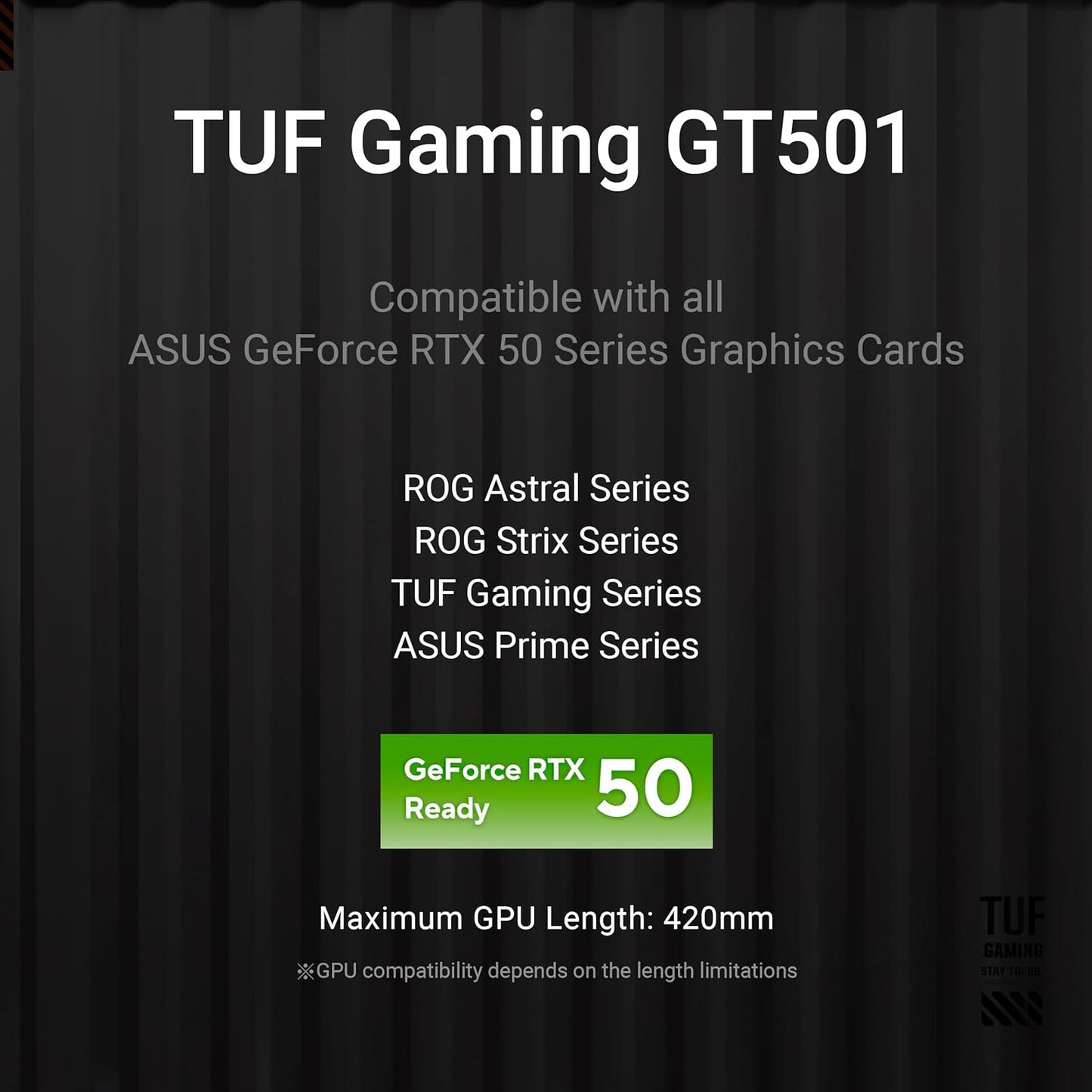 ASUS TUF Gaming GT501 Mid-Tower Gaming Case, EATX Support, Pre-Installed 4 Case Fans, USB 3.0 Front Panel, Smoked Tempered Glass, Steel Construction, 2 Year Warranty