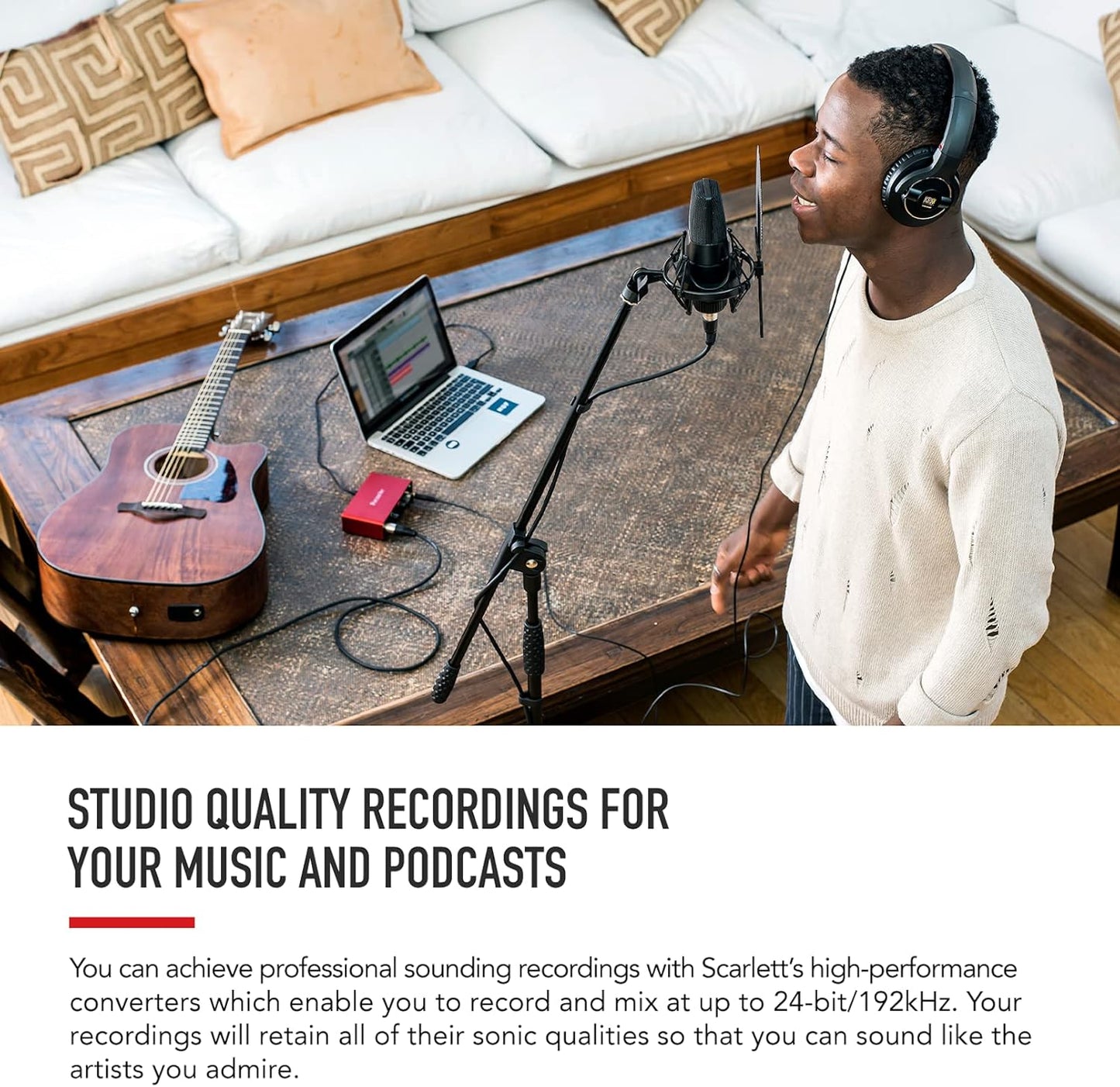 Scarlett Solo 3rd Generation USB Audio Interface for Musicians and Content Creators - Studio Quality Recording and Playback, Featuring 1 XLR Mic Preamp, 1 Hi-Z Instrument Input, 24-Bit/192kHz Resolution, 56dB Gain Range, Air Mode, Compatible with macOS, Windows, and iPadOS