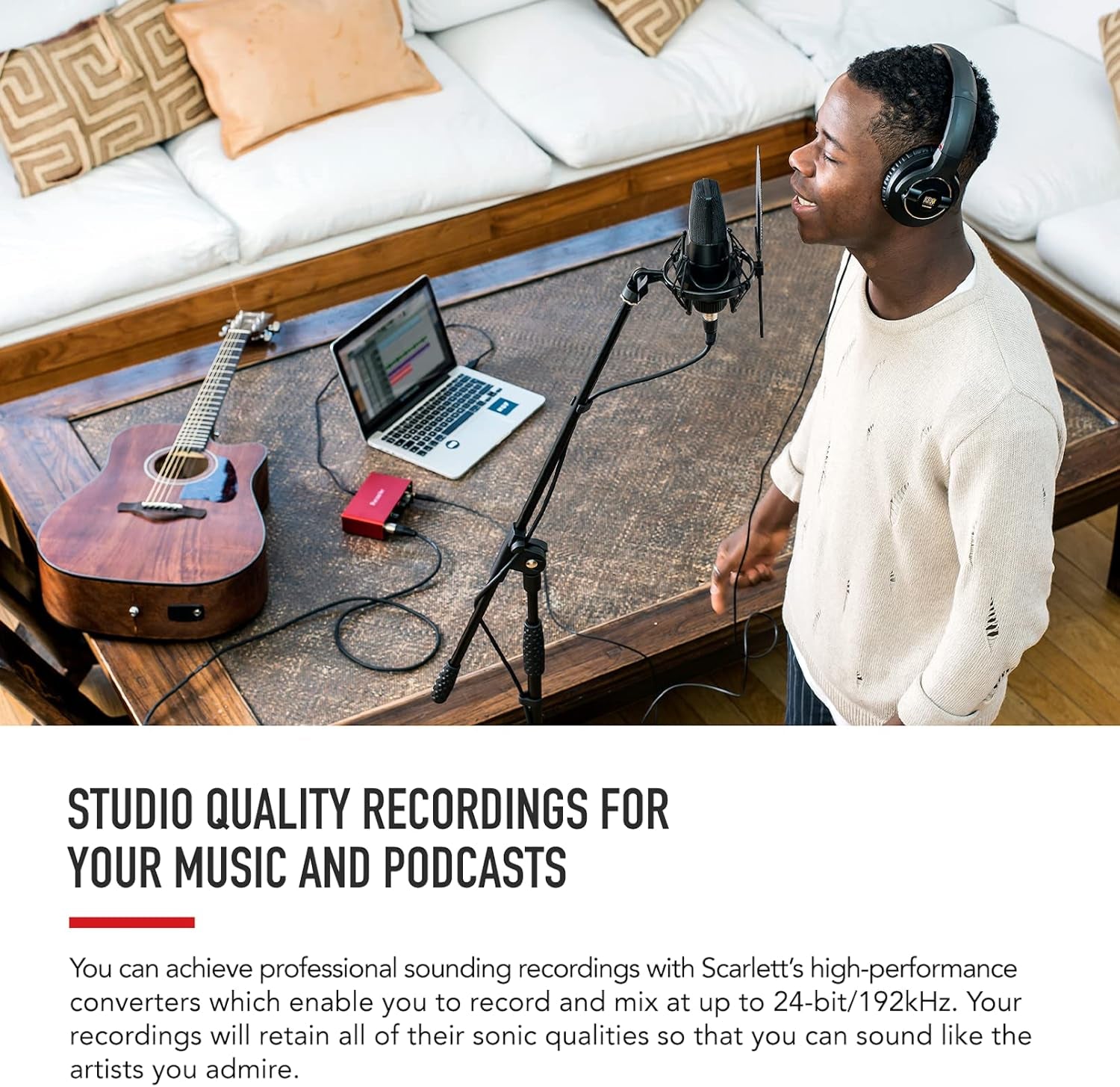 Scarlett Solo 3rd Generation USB Audio Interface for Musicians and Content Creators - Studio Quality Recording and Playback, Featuring 1 XLR Mic Preamp, 1 Hi-Z Instrument Input, 24-Bit/192kHz Resolution, 56dB Gain Range, Air Mode, Compatible with macOS, Windows, and iPadOS