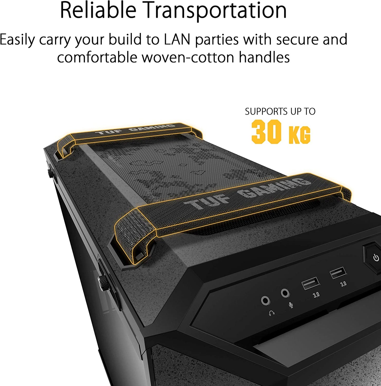 ASUS TUF Gaming GT501 Mid-Tower Gaming Case, EATX Support, Pre-Installed 4 Case Fans, USB 3.0 Front Panel, Smoked Tempered Glass, Steel Construction, 2 Year Warranty
