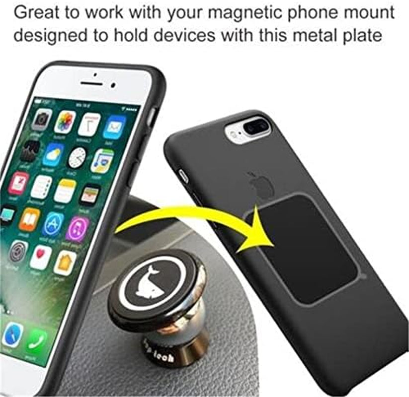 Replacement Metal Plates Set 16 Pack for Magnetic Car Phone Holders, Wall, Air Vent Mounts, Cases, Magnets. Kit of 8 Black round and 8 Rectangular Iron Discs without Holes. 3M Adhesive Backing
