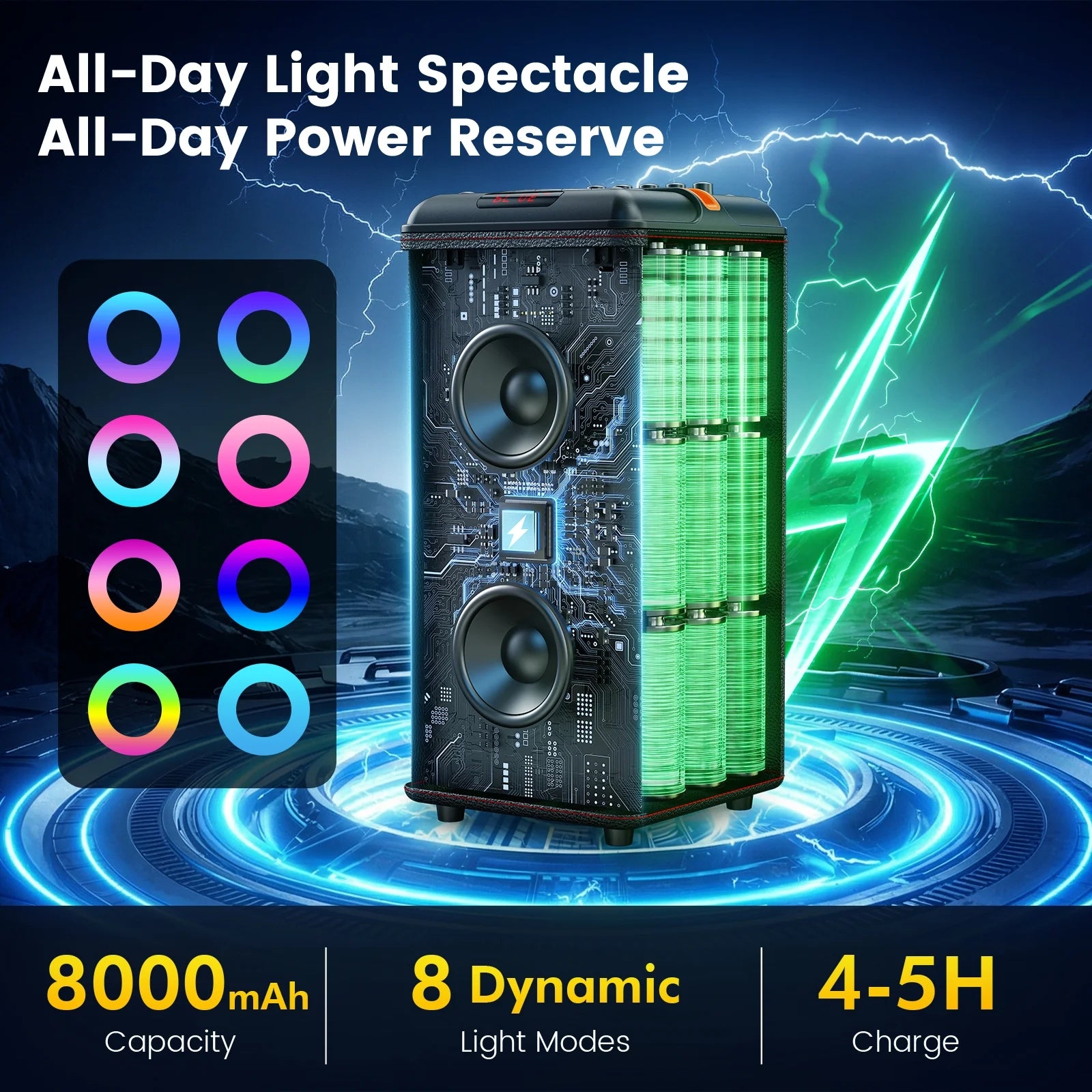 Party Speaker, Portable Outdoor Bluetooth Speaker with 2 Microphones, Led Lighting, Retro Leather Deep Bass PA System for Singing, T39
