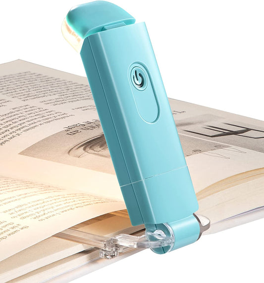 Adjustable Brightness USB Rechargeable Clip-On Book Reading Light (Blue) | Amber & Warm White Glow, Flexible Angle, Ideal Sleep Aid for All Ages