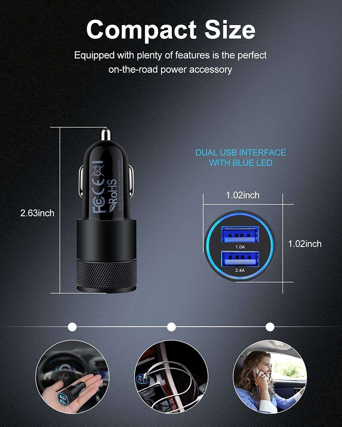 Car Charger [2Pack/3.4A] Fast Charge Dual Port USB Cargador Lighter Adapter | for Iphone 17E 15 14 13 12 11 Pro Max X XR XS 17 plus 16, Ipad, Samsung Galaxy S23 S22 S21 S25 plus S7 J7 S10E S9 Note 8 12V