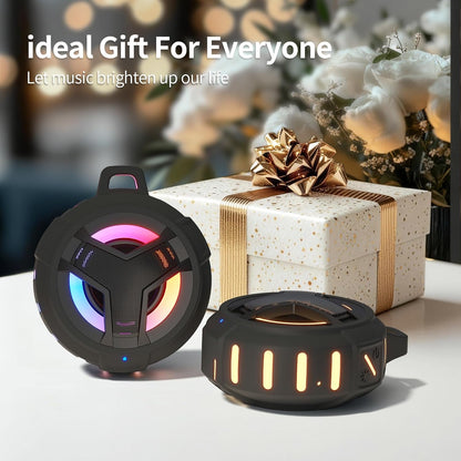 Professional Bluetooth Waterproof Shower Speaker - Portable IP67 Mini Speaker with LED Light, Floating Design, 2000mAh Battery, True Wireless Stereo for Outdoor Activities - Ideal Gift for Teens and Men (Black)