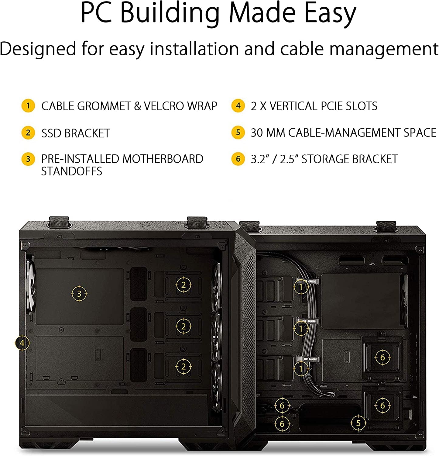 ASUS TUF Gaming GT501 Mid-Tower Gaming Case, EATX Support, Pre-Installed 4 Case Fans, USB 3.0 Front Panel, Smoked Tempered Glass, Steel Construction, 2 Year Warranty
