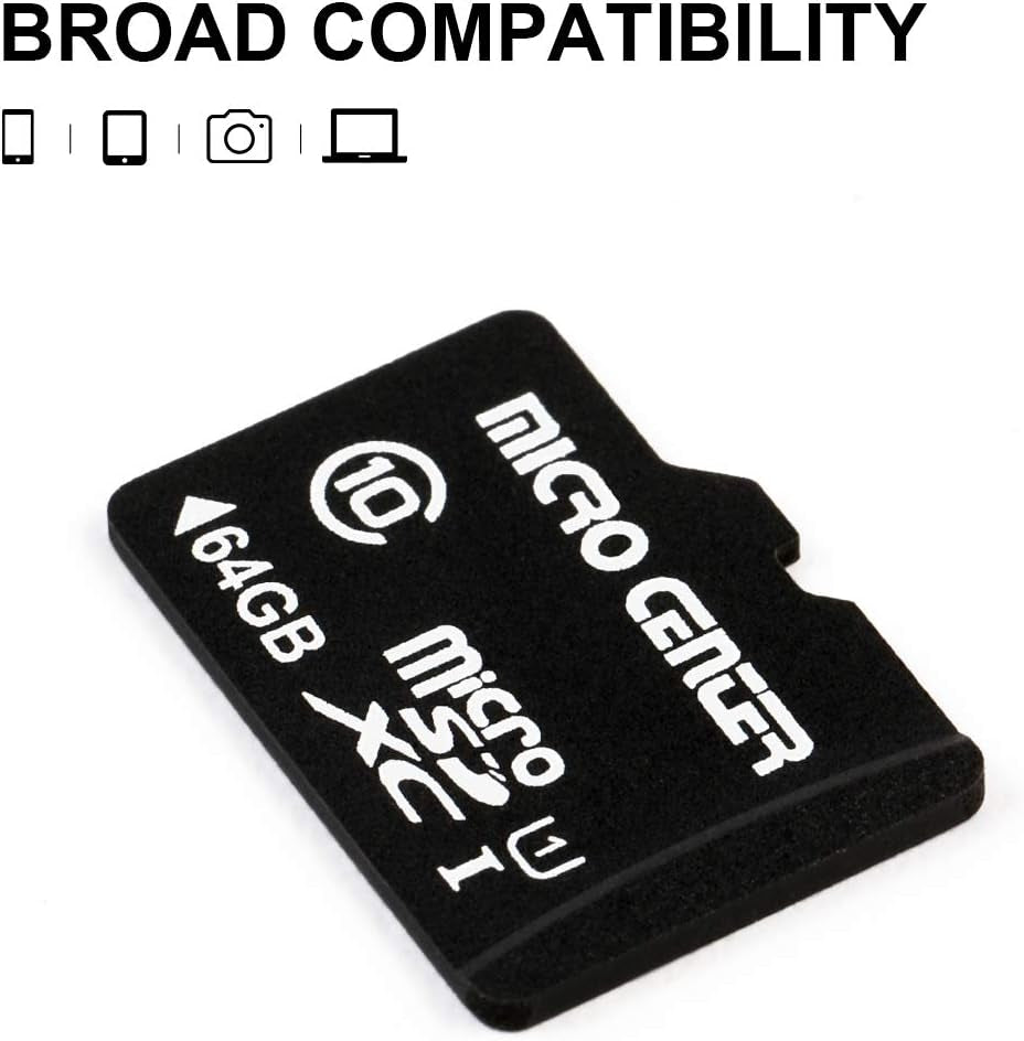 64GB Class 10 MicroSDHC Flash Memory Card with Adapter, 5-Pack | 80MB/s Read Speed, C10, U1 A1 Rated for Security Cameras, Smartphones, Drones, Tablets, and PCs