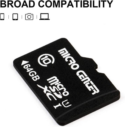 Micro Center 64GB Class 10 Microsdhc Flash Memory Card with Adapter, 2Pack | 80Mb/S Read Speed, U1 A1 Rated, for Security Camera, Smartphone, Drone, Tablet, PC