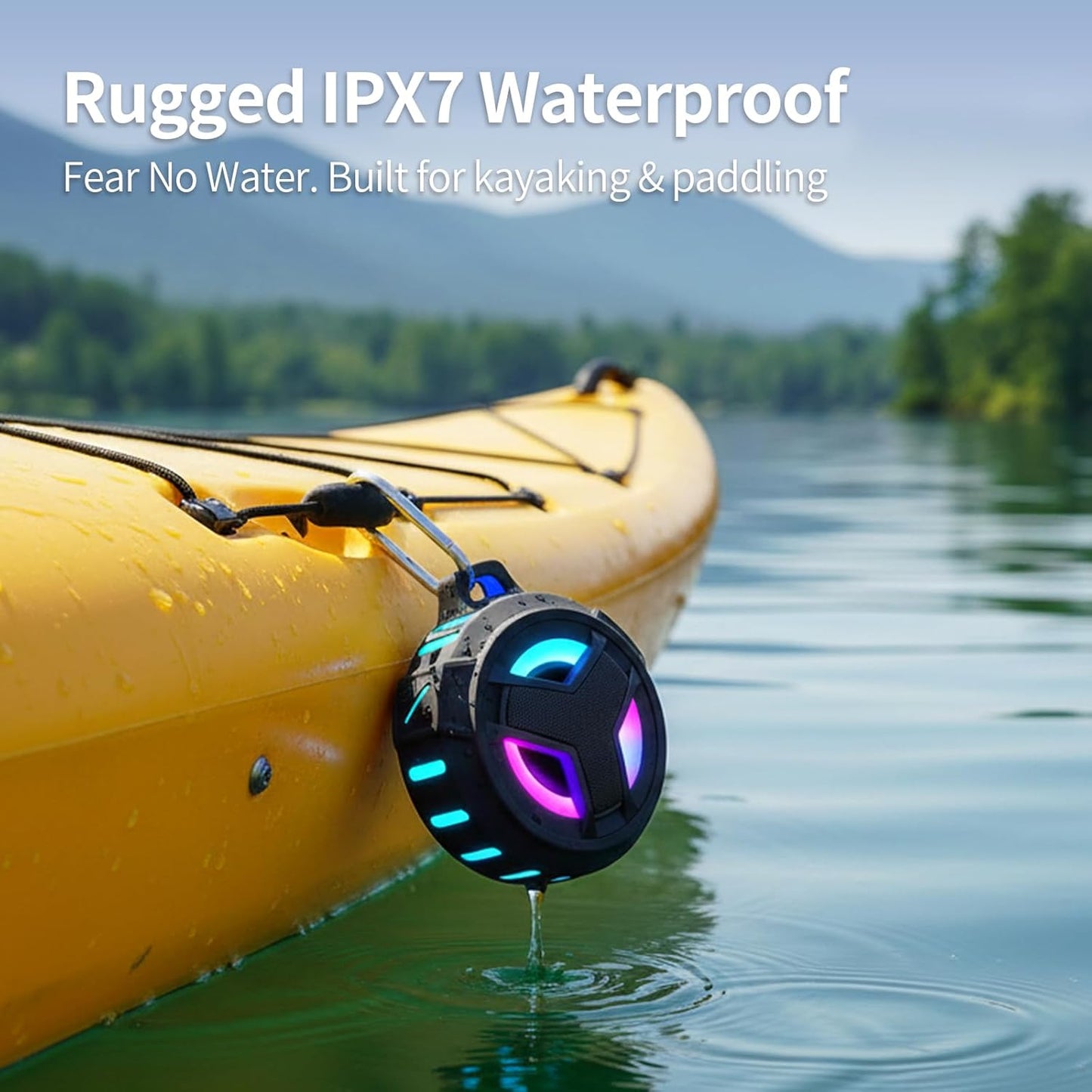 Professional Bluetooth Waterproof Shower Speaker - Portable IP67 Mini Speaker with LED Light, Floating Design, 2000mAh Battery, True Wireless Stereo for Outdoor Activities - Ideal Gift for Teens and Men (Black)