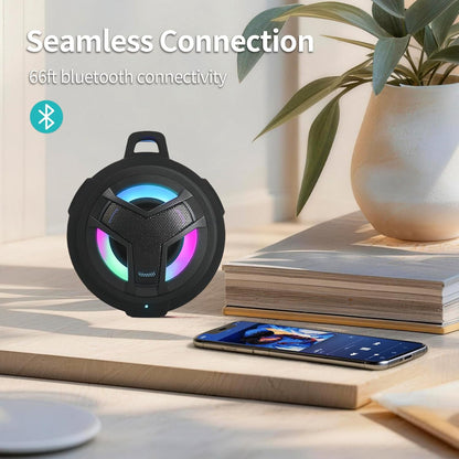 Professional Bluetooth Waterproof Shower Speaker - Portable IP67 Mini Speaker with LED Light, Floating Design, 2000mAh Battery, True Wireless Stereo for Outdoor Activities - Ideal Gift for Teens and Men (Black)