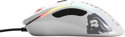 Model D Wired Gaming Mouse - 68g Ultra-Lightweight Honeycomb Design, RGB Lighting, Ergonomic Build, Pixart 3360 Sensor, Omron Switches, PTFE Feet, 6 Buttons - Glossy White Finish