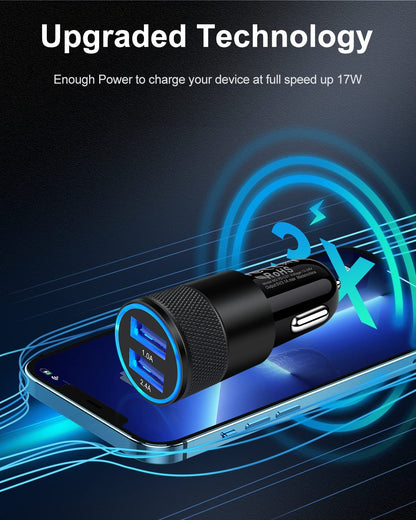 Car Charger [2Pack/3.4A] Fast Charge Dual Port USB Cargador Lighter Adapter | for Iphone 17E 15 14 13 12 11 Pro Max X XR XS 17 plus 16, Ipad, Samsung Galaxy S23 S22 S21 S25 plus S7 J7 S10E S9 Note 8 12V