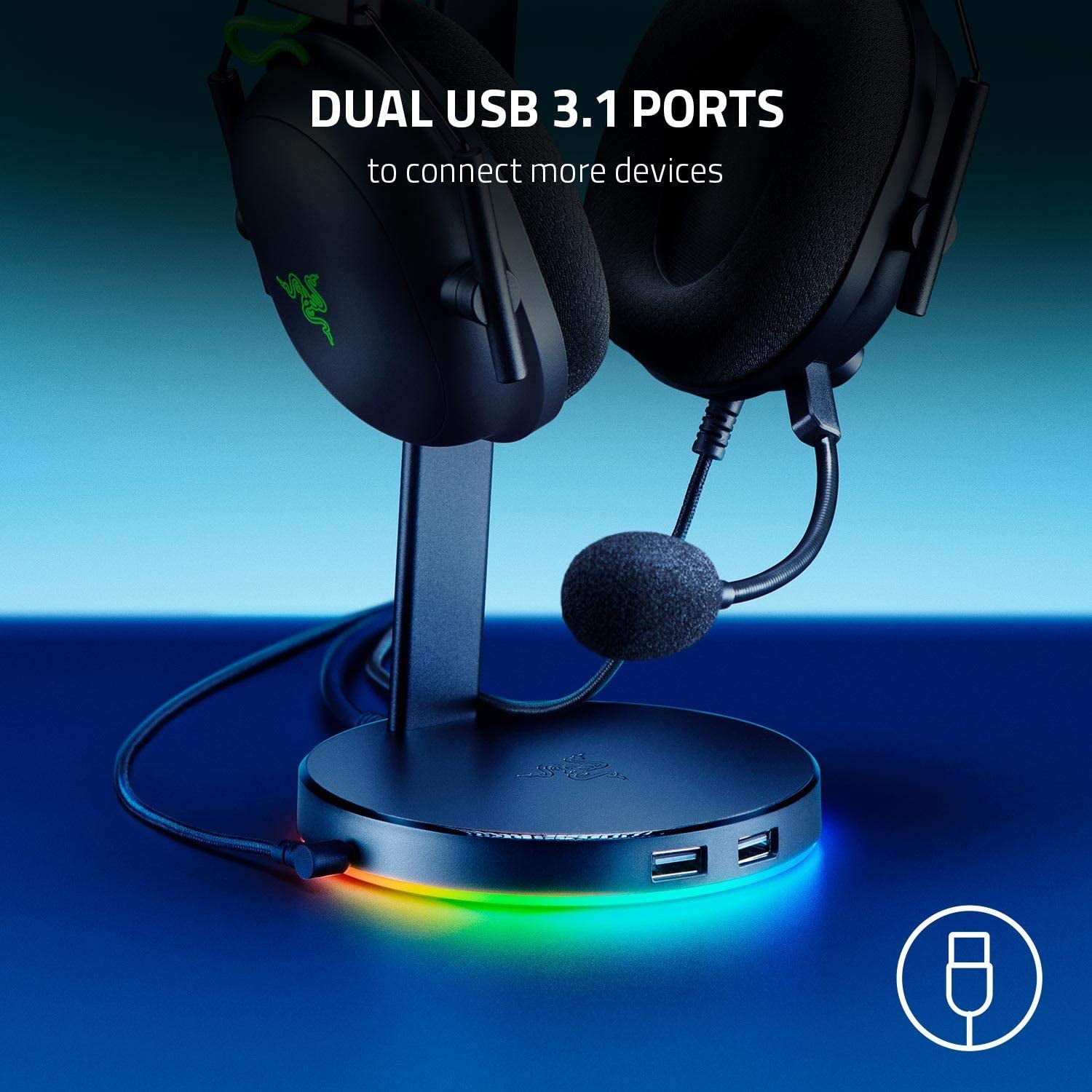 Kraken X USB Ultralight Gaming Headset: 7.1 Surround Sound - Lightweight Frame- for PC - Classic Black + Base Station V2 Chroma