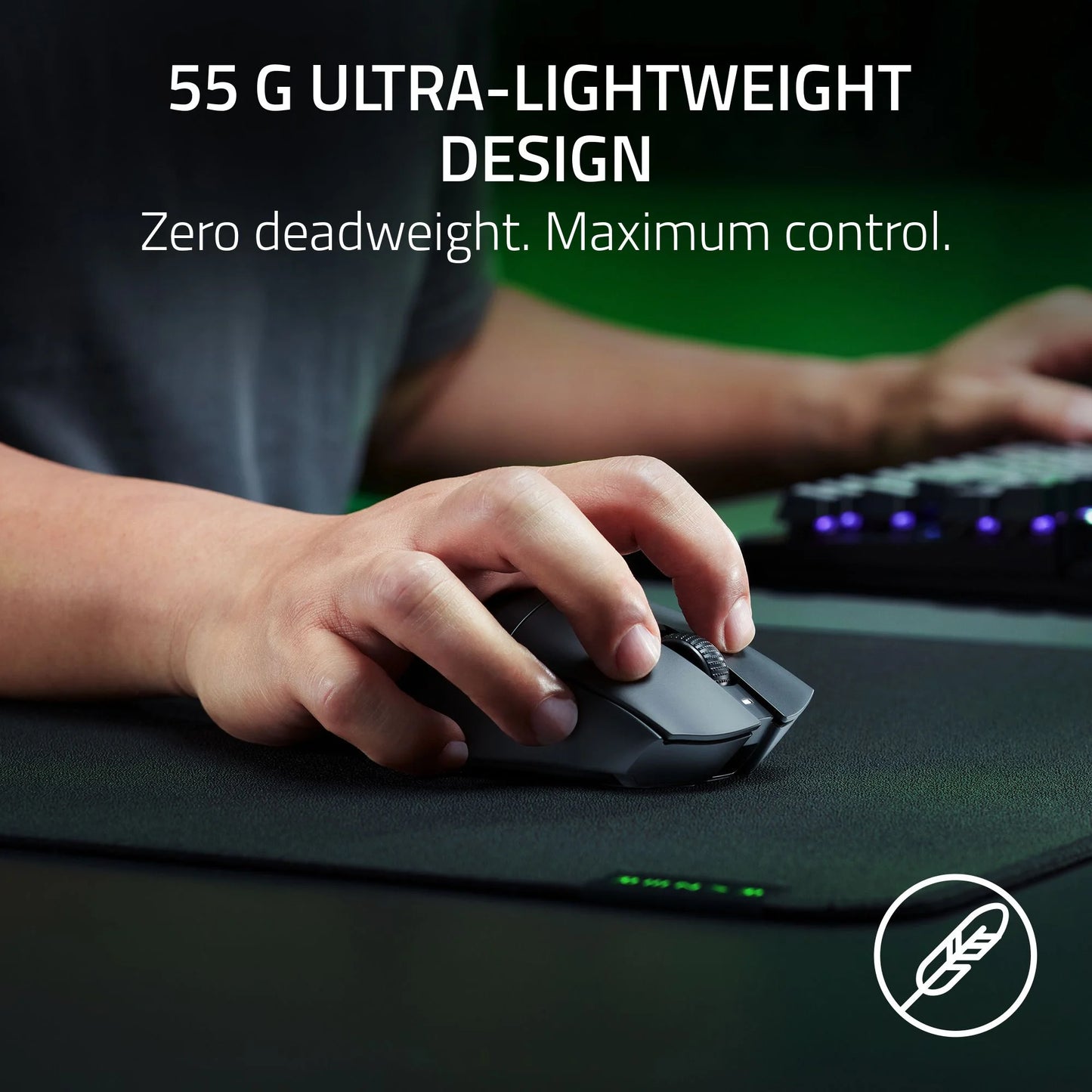 Deathadder V3 Hyperspeed Wireless Optical Ergonomic Gaming Mouse, 26000 DPI, Black