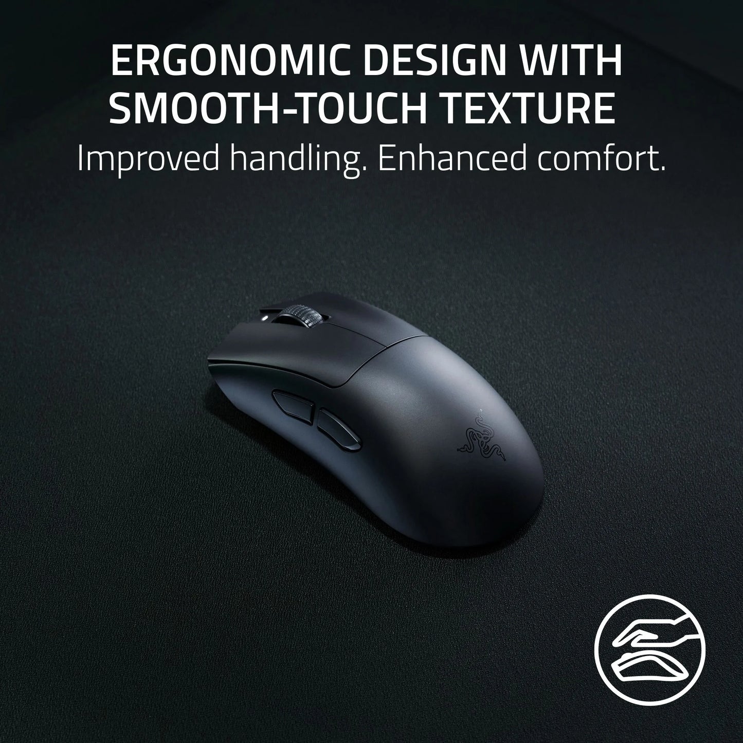 Deathadder V3 Hyperspeed Wireless Optical Ergonomic Gaming Mouse, 26000 DPI, Black