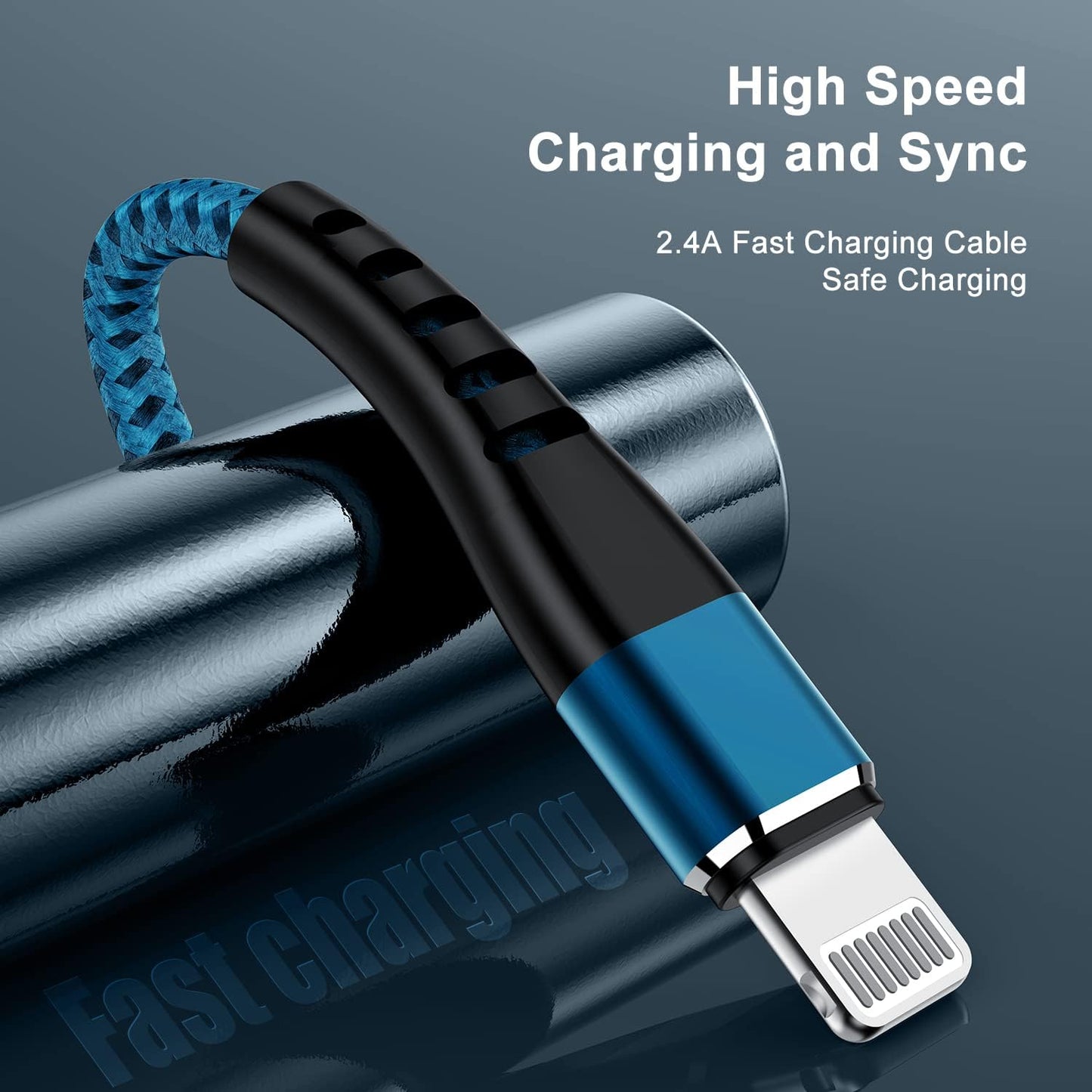 2Pack USB to Lightning Cable 3FT for Iphone 14,Nylon Braided Cord | 3 Feet to USB Charging Cable Compatible with Iphone 14 13 12 11 X XS XR and Other Lightning Devices- Blue