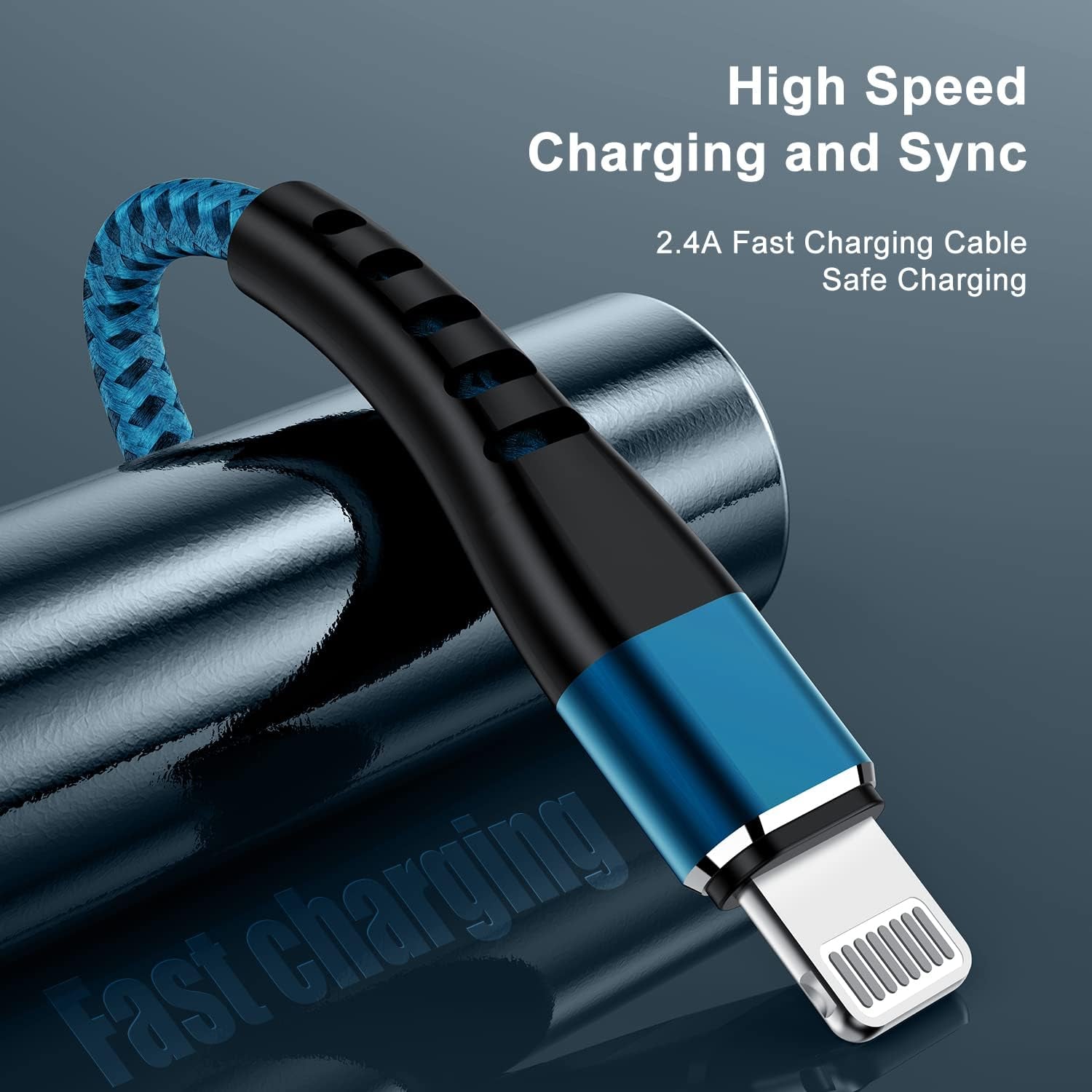 2Pack USB to Lightning Cable 3FT for Iphone 14,Nylon Braided Cord | 3 Feet to USB Charging Cable Compatible with Iphone 14 13 12 11 X XS XR and Other Lightning Devices- Blue