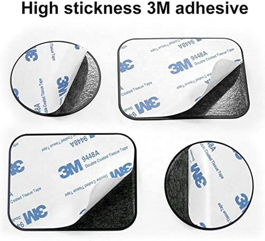 Replacement Metal Plates Set 16 Pack for Magnetic Car Phone Holders, Wall, Air Vent Mounts, Cases, Magnets. Kit of 8 Black round and 8 Rectangular Iron Discs without Holes. 3M Adhesive Backing
