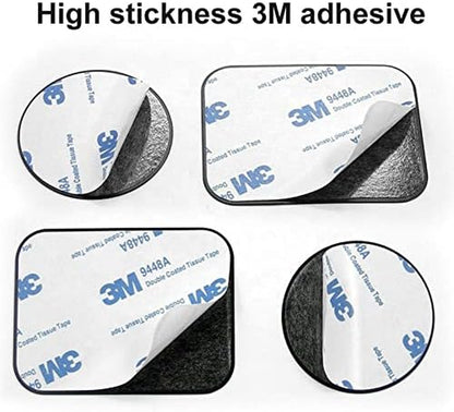 Replacement Metal Plates Set 16 Pack for Magnetic Car Phone Holders, Wall, Air Vent Mounts, Cases, Magnets. Kit of 8 Black round and 8 Rectangular Iron Discs without Holes. 3M Adhesive Backing