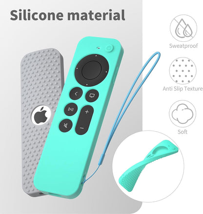 Silicone Cover Compatible with Apple TV Siri Remote 3Rd 2023 Shockproof Protective Case for Apple TV 4K 2Nd 2021 Remote Sleeve with Lanyard(Mint Green)