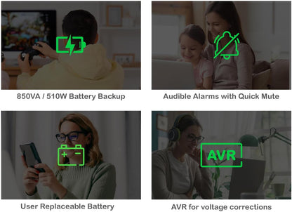 850VA/510W Pro UPS Battery Backup for Office Electronics, AVR, BX850M | 850VA Back-Ups Pro for Home Offices — 8 Outlets, LCD, AVR, Surge Protection, 29-Min Runtime (@100W) for Pcs & Workstations