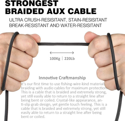 3.5Mm AUX Cable, Male to Male Audio Cord with Nylon-Braided - 4 Ft | 24K Gold Plated Conductor Auxiliary Cable with Stereo Sound for Car Headphones Phones Speakers Etc