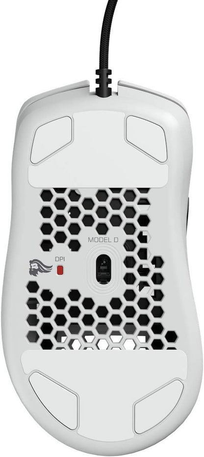 Model D Wired Gaming Mouse - 68g Ultra-Lightweight Honeycomb Design, RGB Lighting, Ergonomic Build, Pixart 3360 Sensor, Omron Switches, PTFE Feet, 6 Buttons - Glossy White Finish