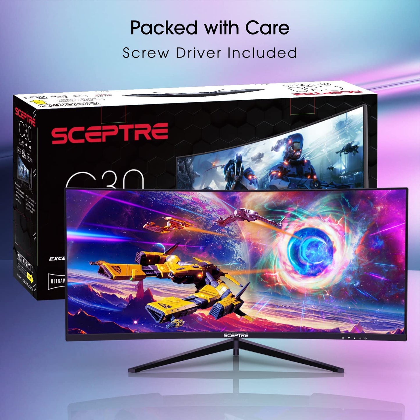30-Inch Curved Gaming Monitor 21:9 2560X1080 Ultra Wide/ Slim HDMI Displayport up to 200Hz Build-In Speakers, Metal Black (C305B-200UN1) | 21:9 2560X1080 Ultra Wide/Slim HDMI Displayport up to 200Hz Build-In, Ultrawide 200Hz, 200 Hz Refresh Speed, HDR400