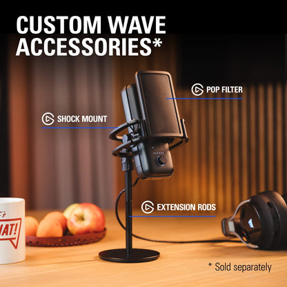 Wave:3 USB Condenser Microphone for Streaming | Cardioid Capsule, 24-Bit/96Khz Audio, Anti-Distortion Clipguard, Free Mixer Software, Plug and Play, for Mac and PC