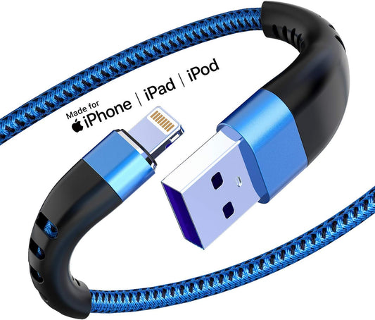 2Pack USB to Lightning Cable 3FT for Iphone 14,Nylon Braided Cord | 3 Feet to USB Charging Cable Compatible with Iphone 14 13 12 11 X XS XR and Other Lightning Devices- Blue