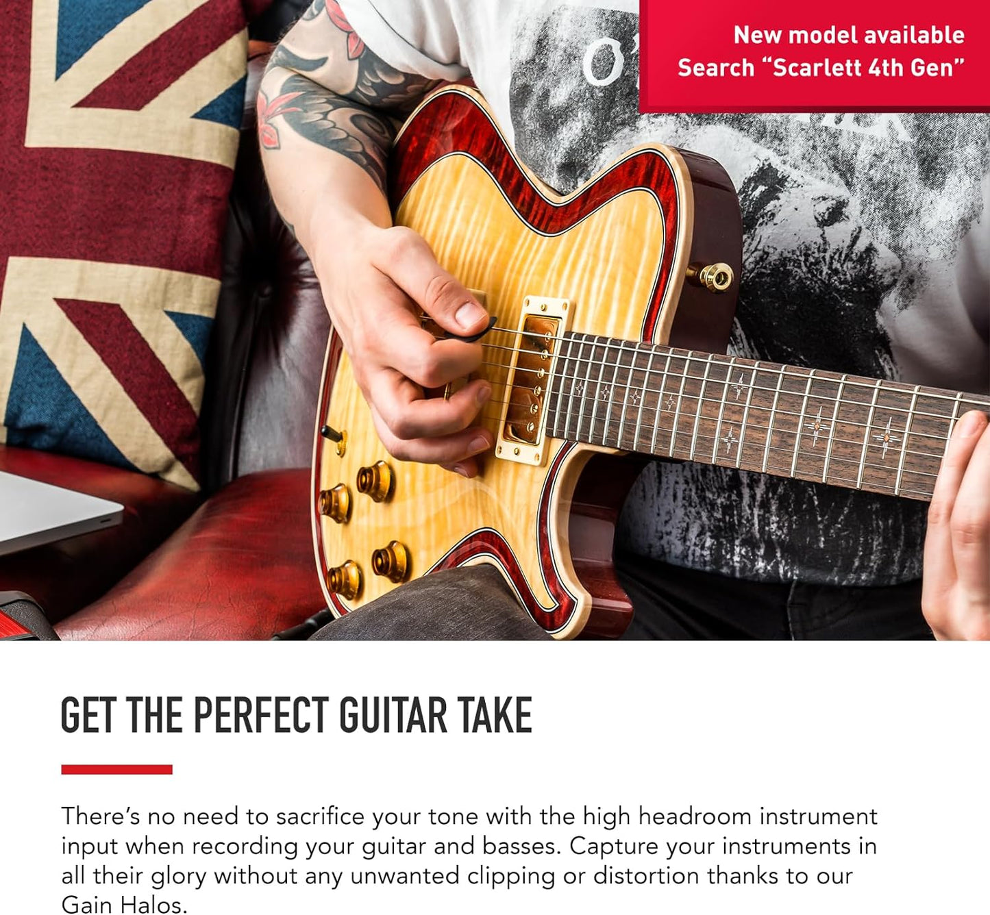Scarlett Solo 3rd Generation USB Audio Interface for Musicians and Content Creators - Studio Quality Recording and Playback, Featuring 1 XLR Mic Preamp, 1 Hi-Z Instrument Input, 24-Bit/192kHz Resolution, 56dB Gain Range, Air Mode, Compatible with macOS, Windows, and iPadOS