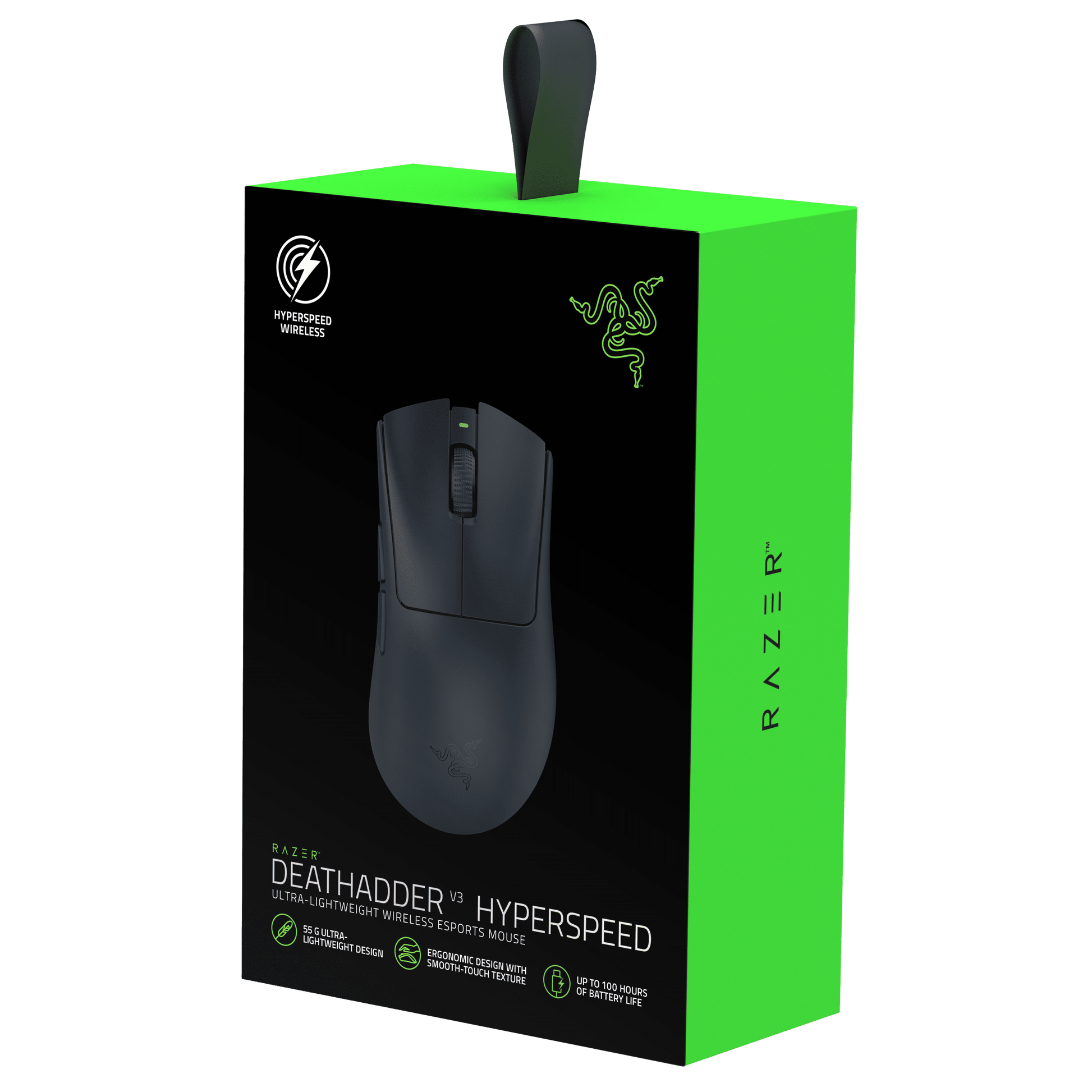 Deathadder V3 Hyperspeed Wireless Optical Ergonomic Gaming Mouse, 26000 DPI, Black