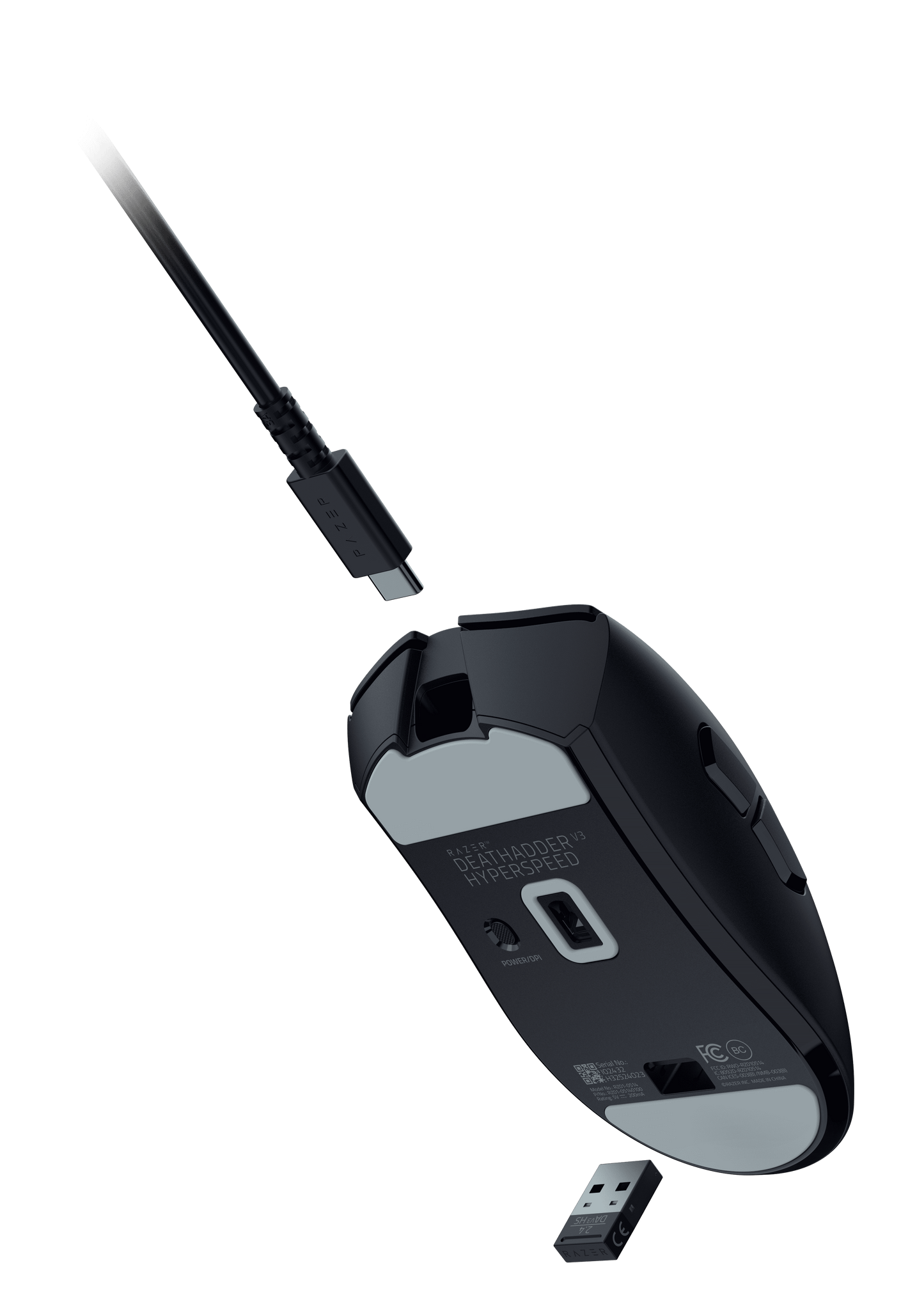 Deathadder V3 Hyperspeed Wireless Optical Ergonomic Gaming Mouse, 26000 DPI, Black