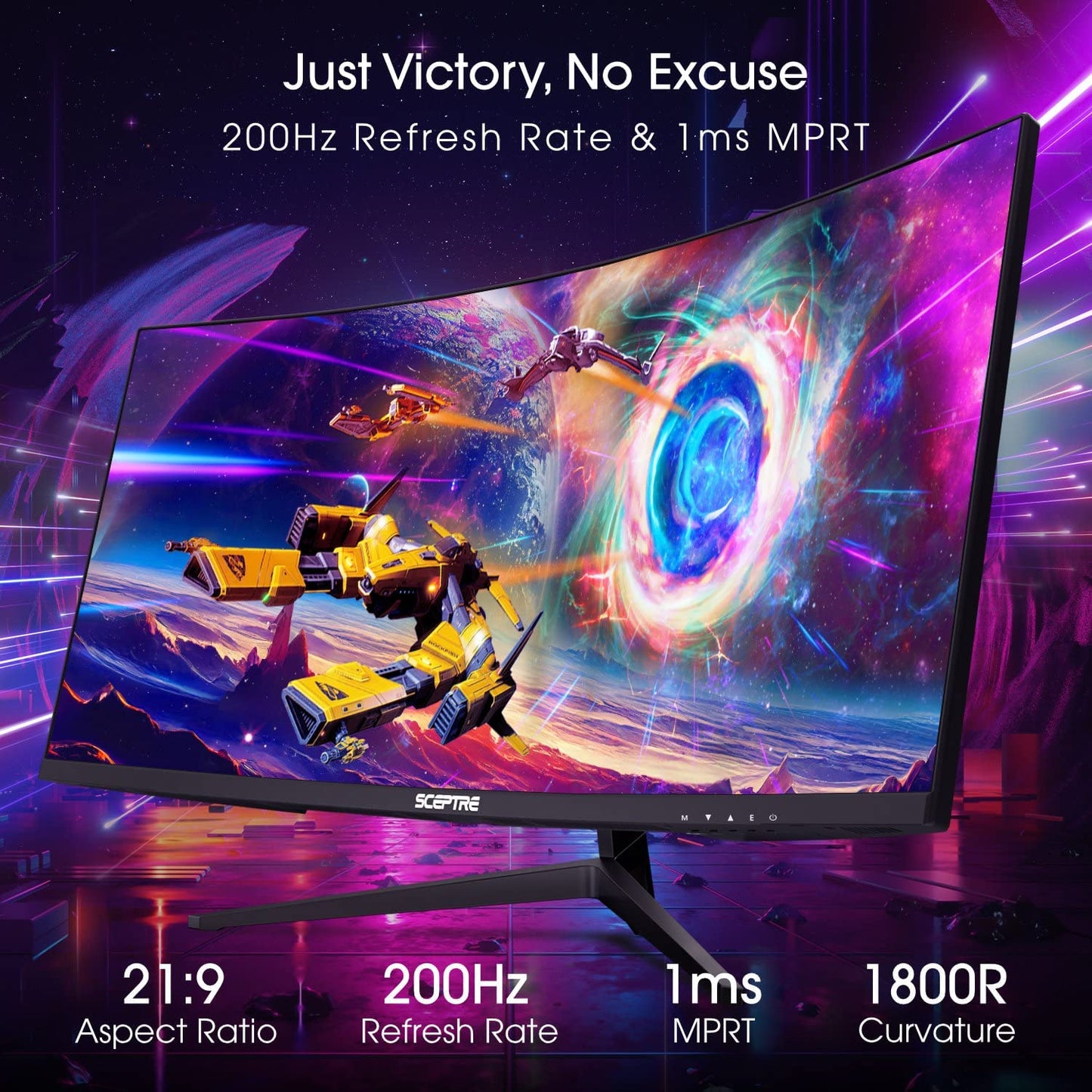30-Inch Curved Gaming Monitor 21:9 2560X1080 Ultra Wide/ Slim HDMI Displayport up to 200Hz Build-In Speakers, Metal Black (C305B-200UN1) | 21:9 2560X1080 Ultra Wide/Slim HDMI Displayport up to 200Hz Build-In, Ultrawide 200Hz, 200 Hz Refresh Speed, HDR400