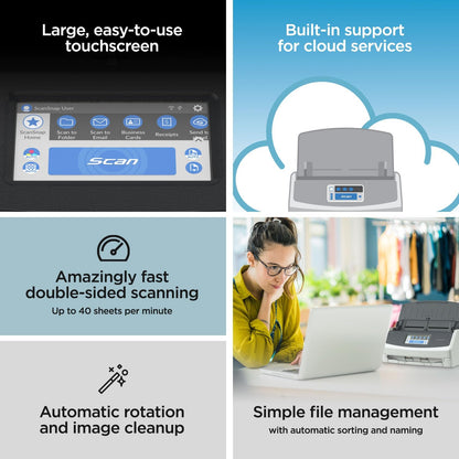 Ix1600 High-Speed Photo and Document Scanner, Wireless/USB Connectivity, Cloud Enabled, Large Touchscreen, Auto Document Feeder, Compatible with Mac and PC
