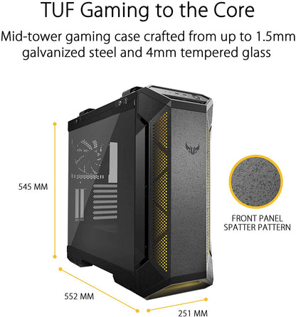 ASUS TUF Gaming GT501 Mid-Tower Gaming Case, EATX Support, Pre-Installed 4 Case Fans, USB 3.0 Front Panel, Smoked Tempered Glass, Steel Construction, 2 Year Warranty
