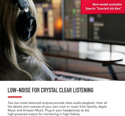 Scarlett Solo 3rd Generation USB Audio Interface for Musicians and Content Creators - Studio Quality Recording and Playback, Featuring 1 XLR Mic Preamp, 1 Hi-Z Instrument Input, 24-Bit/192kHz Resolution, 56dB Gain Range, Air Mode, Compatible with macOS, Windows, and iPadOS
