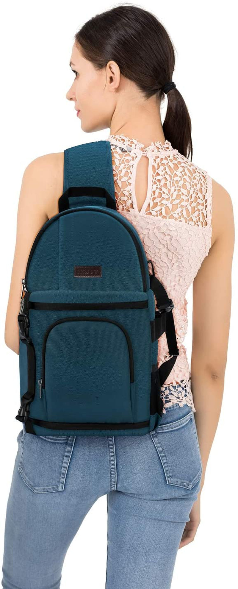 Camera Sling Bag, Dslr/Slr/Mirrorless Camera Case Camera Backpack | Shockproof Photography Bag with Tripod Holder&Removable Modular Inserts Compatible with Canon/Nikon/Sony/Fuji, Deep Teal