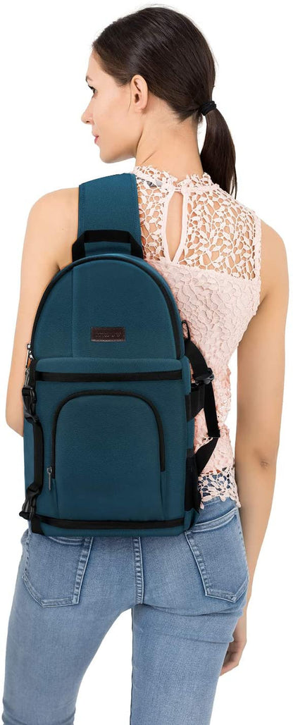 Camera Sling Bag, Dslr/Slr/Mirrorless Camera Case Camera Backpack | Shockproof Photography Bag with Tripod Holder&Removable Modular Inserts Compatible with Canon/Nikon/Sony/Fuji, Deep Teal