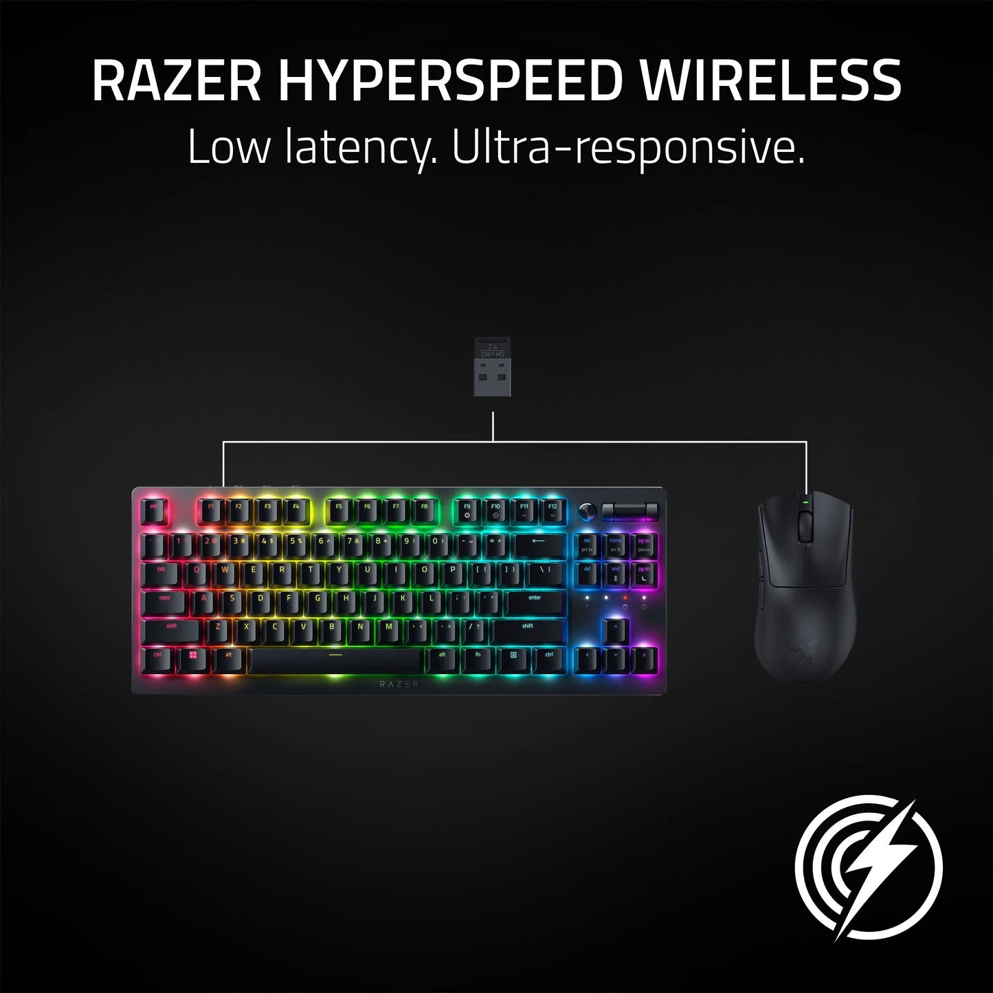 Deathadder V3 Hyperspeed Wireless Optical Ergonomic Gaming Mouse, 26000 DPI, Black