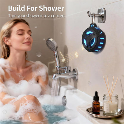 Professional Bluetooth Waterproof Shower Speaker - Portable IP67 Mini Speaker with LED Light, Floating Design, 2000mAh Battery, True Wireless Stereo for Outdoor Activities - Ideal Gift for Teens and Men (Black)