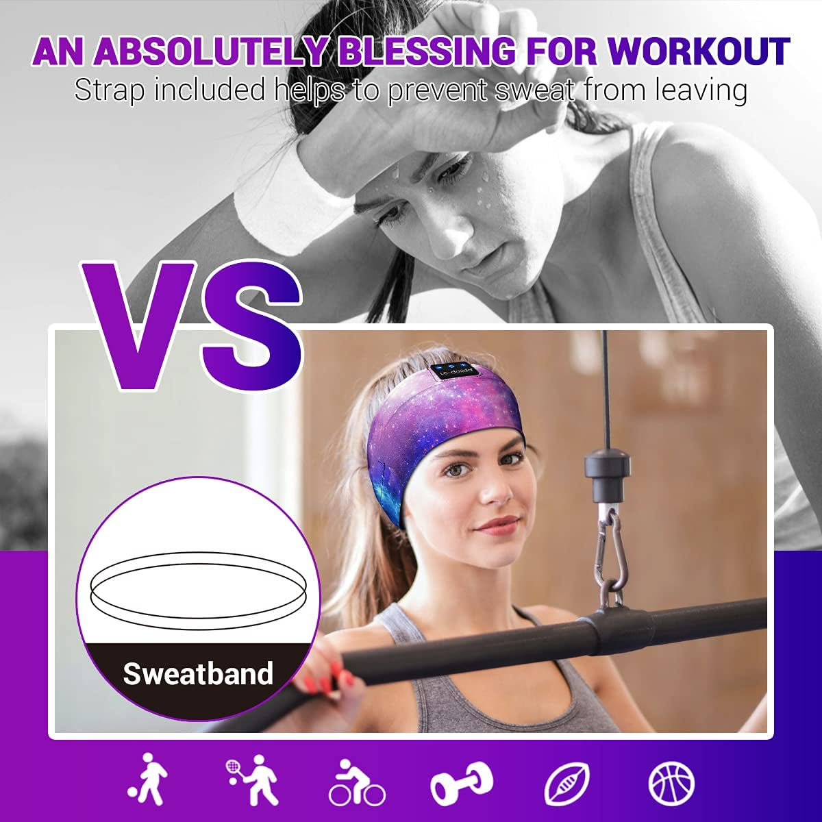 Bluetooth Sleep Headphones Headband with Ultra-Thin HD Stereo Speakers Ideal for Side Sleepers, Sports, Yoga, and Travel