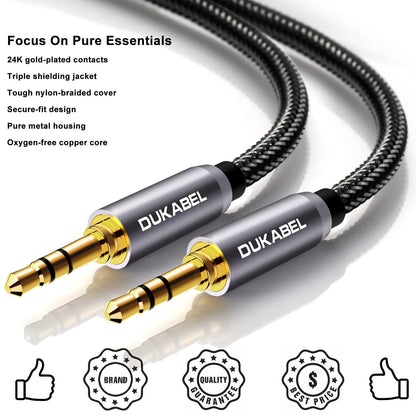 3.5Mm AUX Cable, Male to Male Audio Cord with Nylon-Braided - 4 Ft | 24K Gold Plated Conductor Auxiliary Cable with Stereo Sound for Car Headphones Phones Speakers Etc