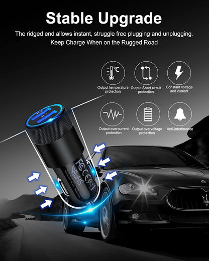 Car Charger [2Pack/3.4A] Fast Charge Dual Port USB Cargador Lighter Adapter | for Iphone 17E 15 14 13 12 11 Pro Max X XR XS 17 plus 16, Ipad, Samsung Galaxy S23 S22 S21 S25 plus S7 J7 S10E S9 Note 8 12V