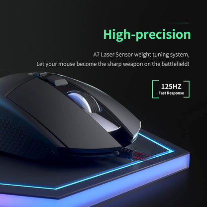 CYD Gaming-Mouse USB PC Computer-Mouse-Wired for Game Daily 7 Programmable Buttons Comfortable Grip Ergonomic Optical RGB Desktop Laptop Gamer-Mice (C309)
